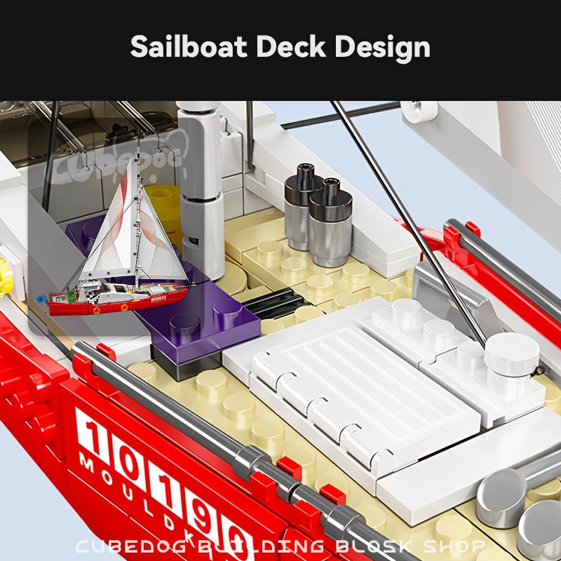 1008pcs modern sailboat building block set, nautical series model, adult model toys, outdoor vacation yacht decorative ornaments, suitable for boat enthusiasts collection gift, Easter Christmas gift