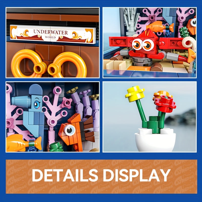 Creative Underwater World Fish Tank Building Blocks Set, Ocean Theme Tropical Aquarium Micro Scene DIY Model Toy Collection, Christmas Halloween Festival Gift, Desktop Home Decoration Ornament, 1001PCS