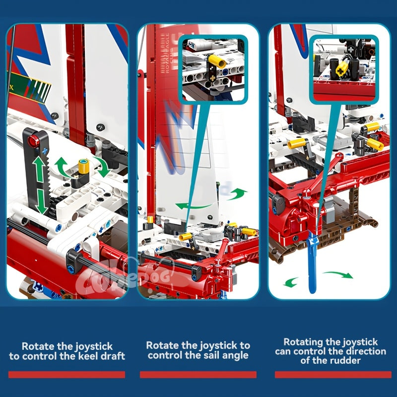 1001pcs Modern Catamaran Building Block Set, Boat Mechanical Linkage Design Model, Adult Sailing Enthusiast Collection Figurine, Holiday Gift and Birthday Present