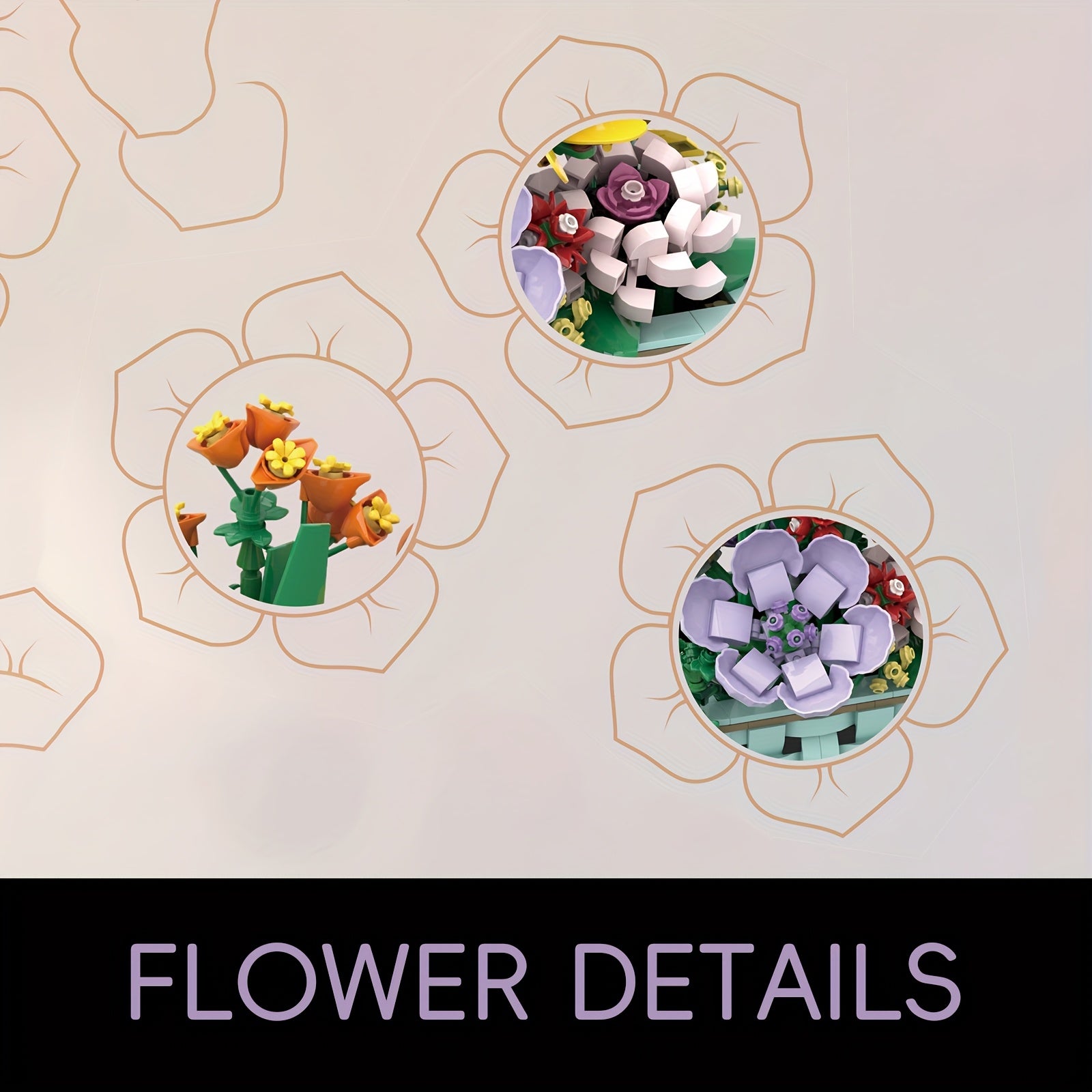 1000pcs Artificial Flower Potted Plant Building Blocks Set - Realistic Everlasting Flower Model Toy, Durable ABS Resin, Vibrant Mixed Colors, Home Decor & Collectible Gift for Adults, Flower Decorations, Decorative Display, Flower Building Block