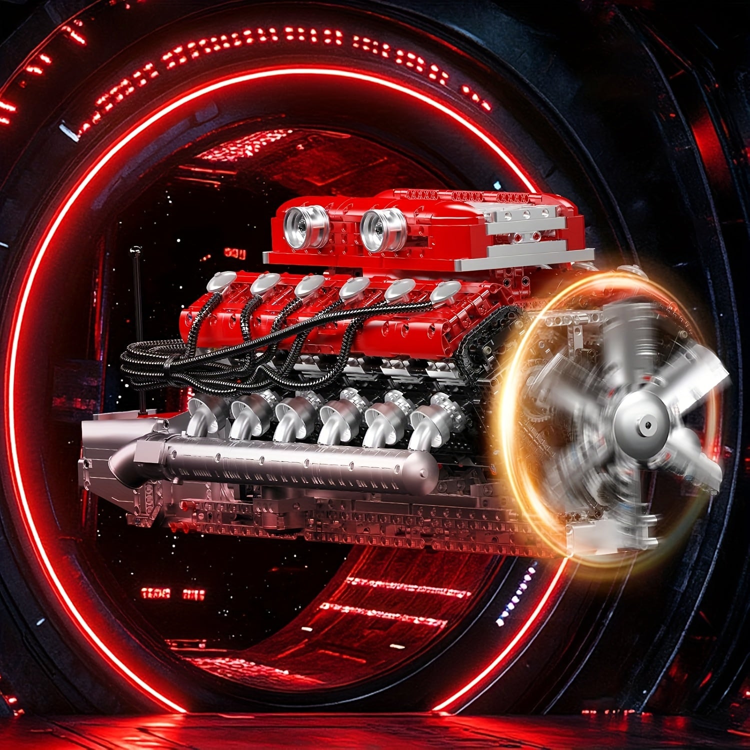 V12 Engine Red