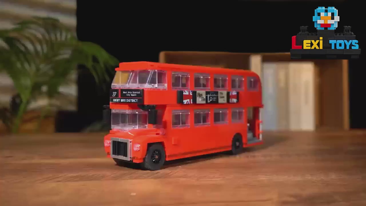 Vintage Double Decker Bus Building Blocks Set
