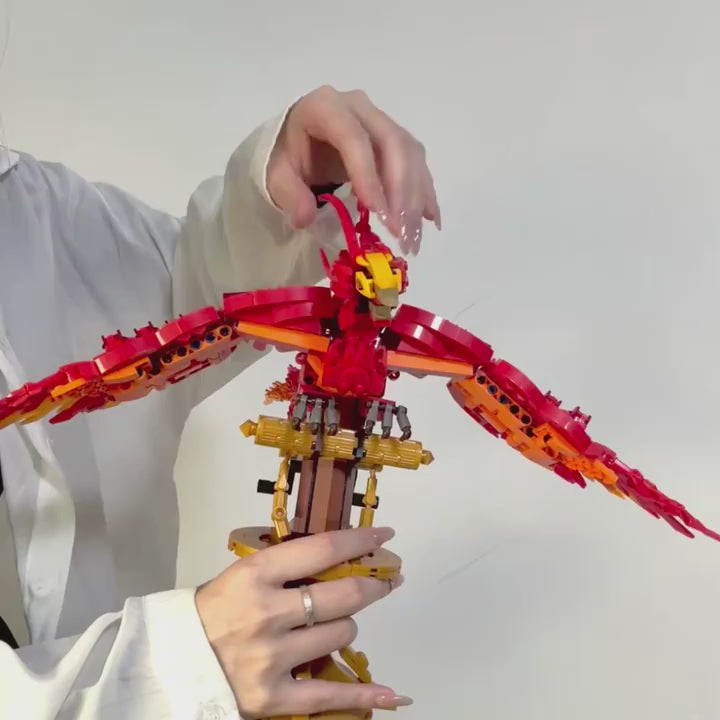 938pcs Fire Phoenix Building Blocks Model Set, Fairy Tale Series Toy, Neverland Model, Movie Fox, Suitable for Collection, Gift Giving, Easter, Christmas, Holiday Gifts and Birthday Gift