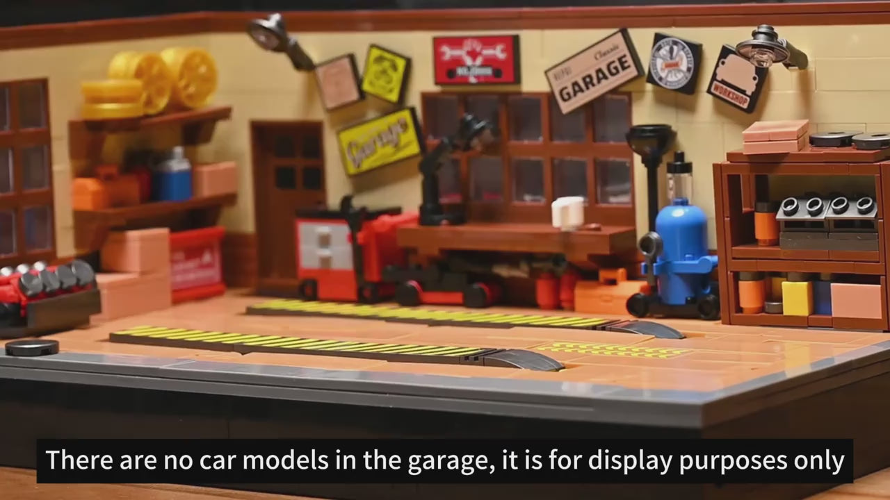 1001pcs Vintage Garage Building Block Set, Compatible with Mini Eight-Slot Car Models for MOC Scenes, DIY Miniature Car Repair Shop Toy, Perfect for Car Enthusiasts to Collect, Holiday Gift.
