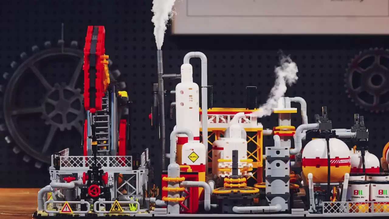 Refinery Factory Series Building Block Set, Oil Pump Refinery Oil Depot Combination Petroleum Factory Street Scene Building Model Toy Gift, 1001+pcs
