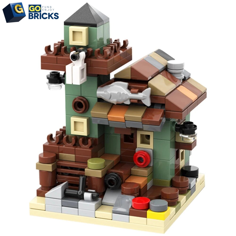Gobricks Mini Modular Old Fishing Store Building Blocks
