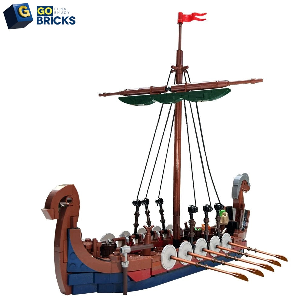 Gobricks MOC Medieval Military Viking Longship Building Blocks