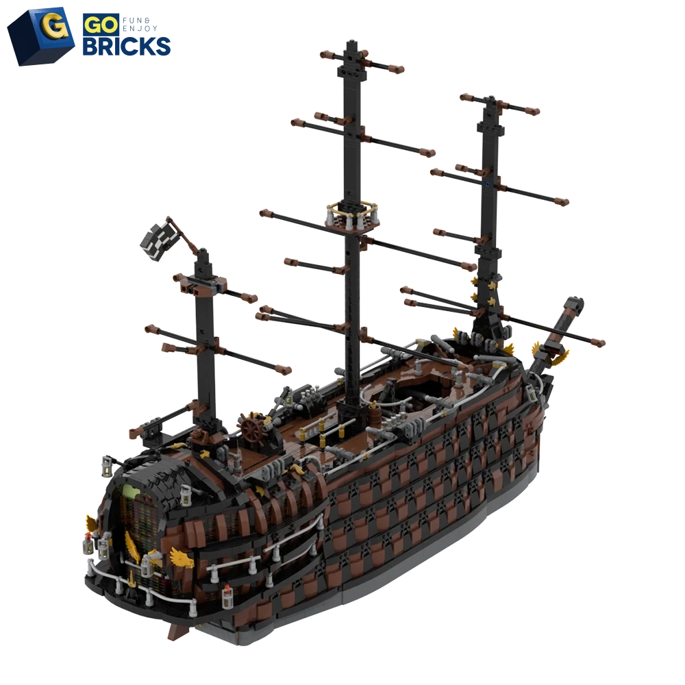 Gobricks Brown Pirate Ship Building Blocks Set