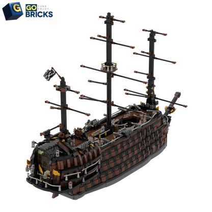 Gobricks Brown Pirate Ship Building Blocks Set