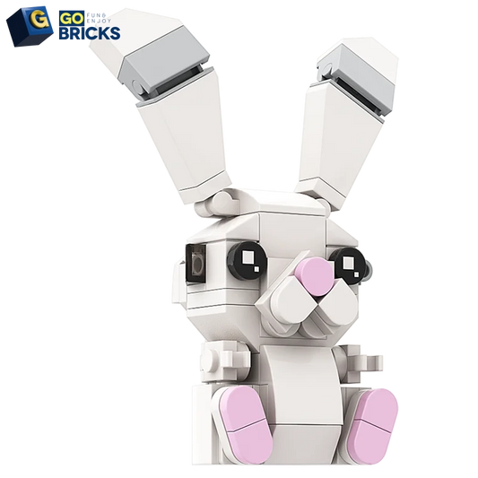 Gobricks MOC Moon Rabbit Baby Flying Car Micro Diamond Building Blocks Animal Rabbit Figure